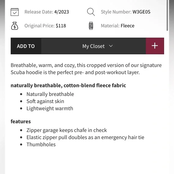 LULULEMON NWT Black Cropped Scuba Jacket size 4 - Picture 7 of 7